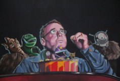 "This Weeks Experiment", acrylics on canvas, 2013; MST3K belongs to Shout! Factory